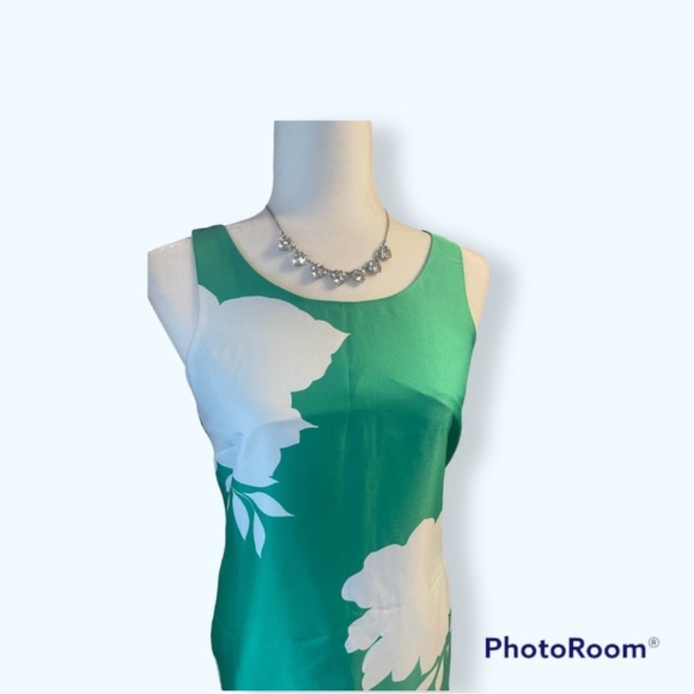 Banana Republic Dress- green floral size 0 wedding/casual/party sleeveless dress